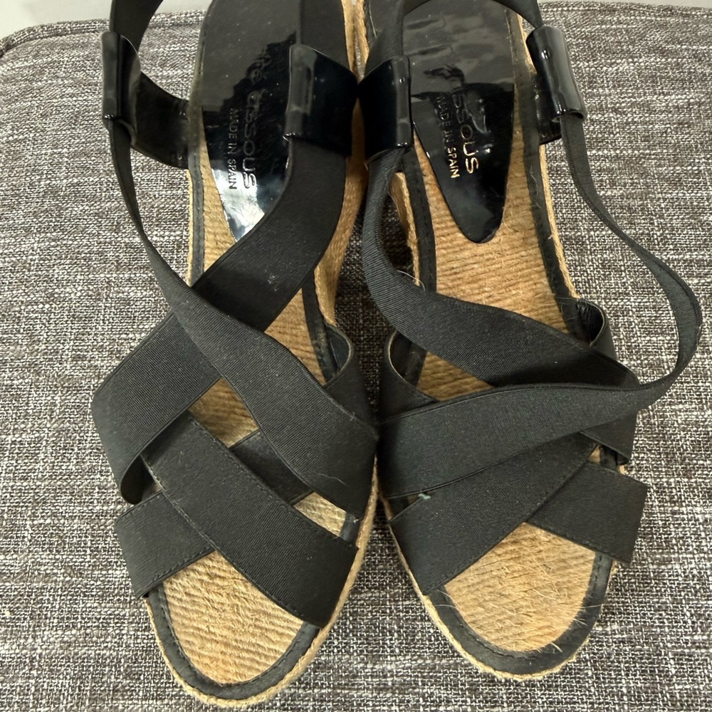 Andre Assous Black Espadrille Strappy Sandals, Size 9 - Picture 7 of 8